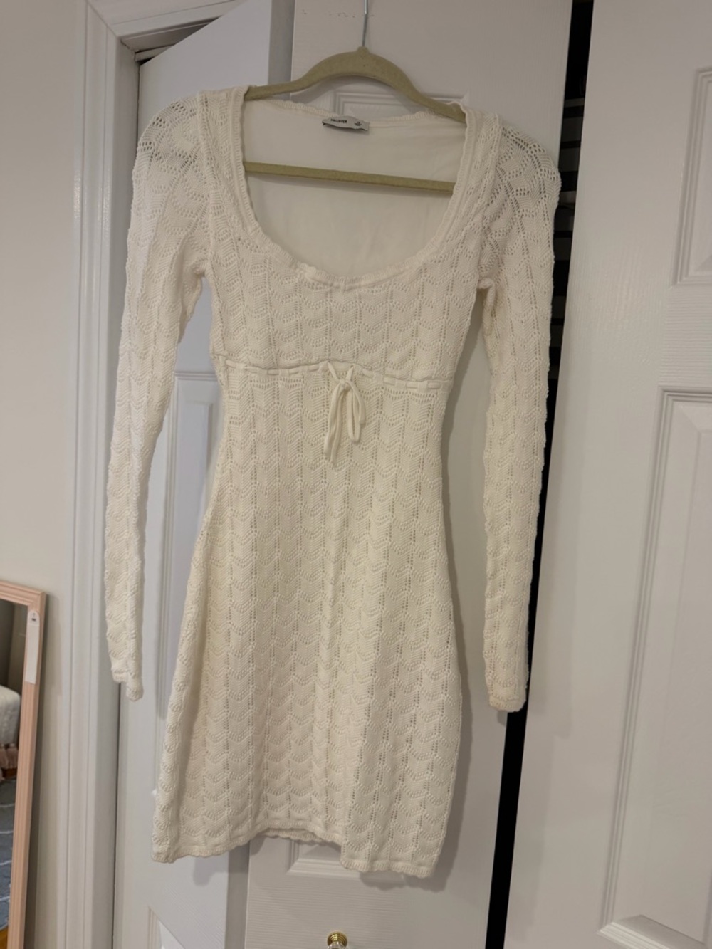 Hollister Cream Cable-Knit Long Sleeve Dress